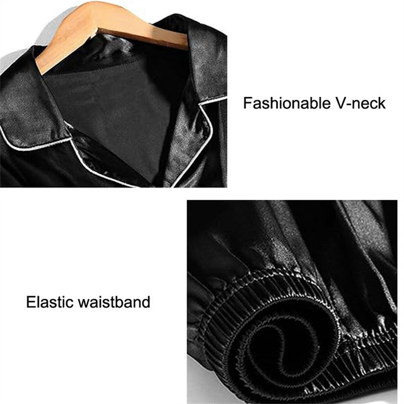 Muški set pidžama Satenska pidžama Muška pidžama dugih rukava Muški kućni set pidžama tankog kroja, udobna i prikladna za kožu