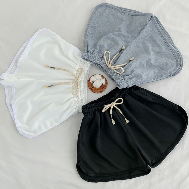 Ležerne ljetne kratke hlače na vezanje Ženske jednostavne elastične uske kratke hlače Ženske modne kratke hlače za plažu visokog struka Crne bijele kratke hlače Ženske