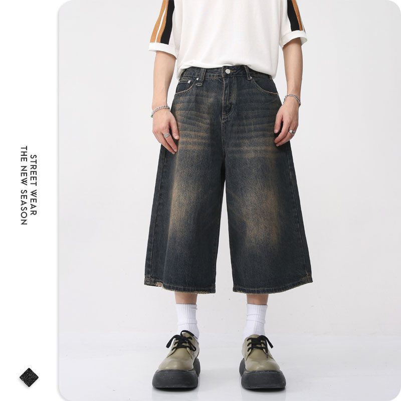 Farmer rövidnadrágok Hip-hop alkalmi rövidnadrágok Farmer Vintage nyári nadrágok divatos rövid nadrágok túlméretezett utcai ruházat Varsity Y2k férfi rövidnadrágok