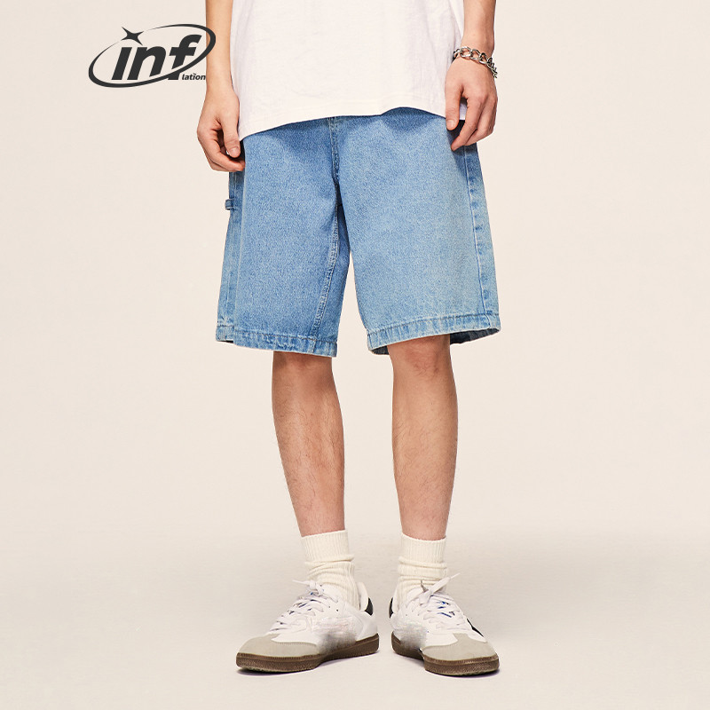 INFLATION Vintage isprane kratke traper hlače s ravnim nogavicama Muške ljetne kratke hlače s ravnim trapericama