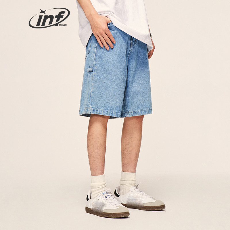 INFLATION Vintage isprane kratke traper hlače s ravnim nogavicama Muške ljetne kratke hlače s ravnim trapericama