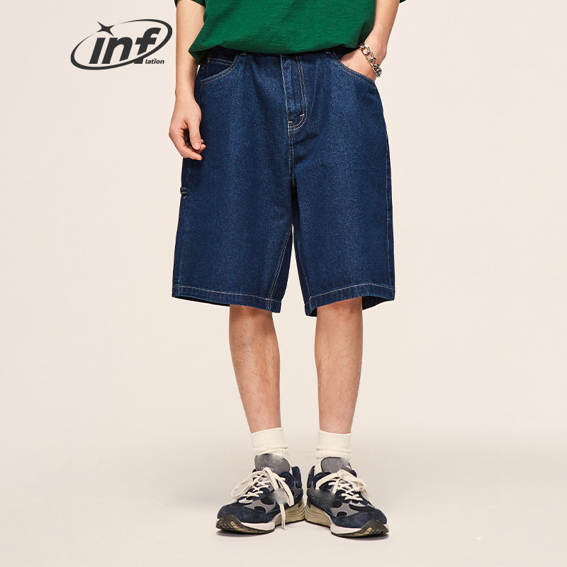 INFLATION Vintage isprane kratke traper hlače s ravnim nogavicama Muške ljetne kratke hlače s ravnim trapericama