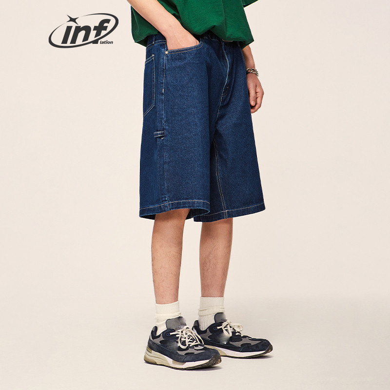 INFLATION Vintage isprane kratke traper hlače s ravnim nogavicama Muške ljetne kratke hlače s ravnim trapericama