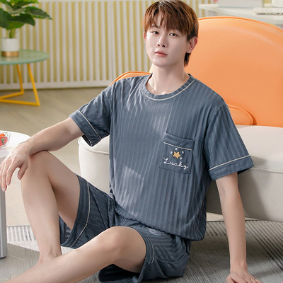 Liela izmēra L-5XL vīriešu pidžamu komplekti Vasaras jauni trikotāžas kokvilnas pidžamas ar īsām piedurknēm vīriešiem guļamveļa uzvalks mājas apģērbs