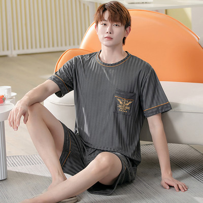 Liela izmēra L-5XL vīriešu pidžamu komplekti Vasaras jauni trikotāžas kokvilnas pidžamas ar īsām piedurknēm vīriešiem guļamveļa uzvalks mājas apģērbs