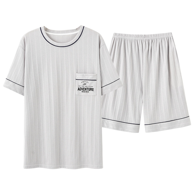Liela izmēra L-5XL vīriešu pidžamu komplekti Vasaras jauni trikotāžas kokvilnas pidžamas ar īsām piedurknēm vīriešiem guļamveļa uzvalks mājas apģērbs