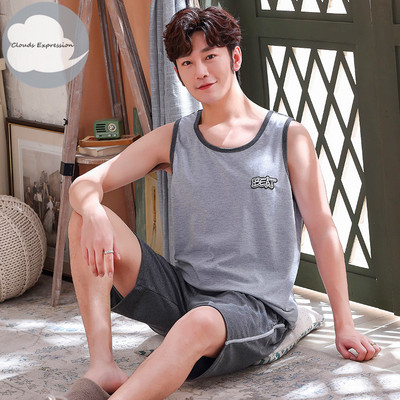 Καλοκαιρινές ανδρικές πιτζάμες με κοντό μανίκι βαμβακερές πιτζάμες κινουμένων σχεδίων Casual Sleepwear Πιτζάμες Νυχτερινές φόρμες Pijamas Plus Size 3XL Homewear