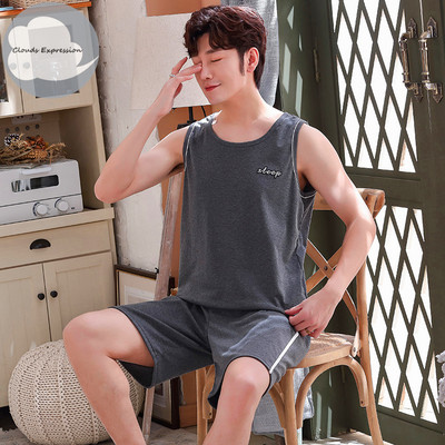 Καλοκαιρινές ανδρικές πιτζάμες με κοντό μανίκι βαμβακερές πιτζάμες κινουμένων σχεδίων Casual Sleepwear Πιτζάμες Νυχτερινές φόρμες Pijamas Plus Size 3XL Homewear