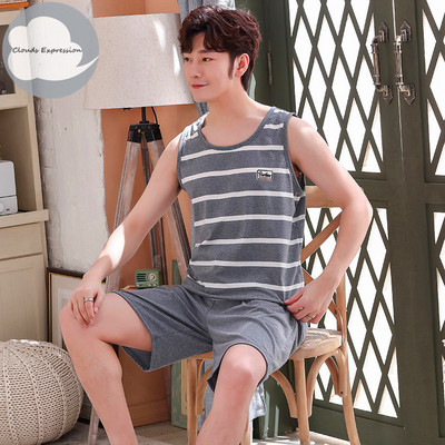 Καλοκαιρινές ανδρικές πιτζάμες με κοντό μανίκι βαμβακερές πιτζάμες κινουμένων σχεδίων Casual Sleepwear Πιτζάμες Νυχτερινές φόρμες Pijamas Plus Size 3XL Homewear