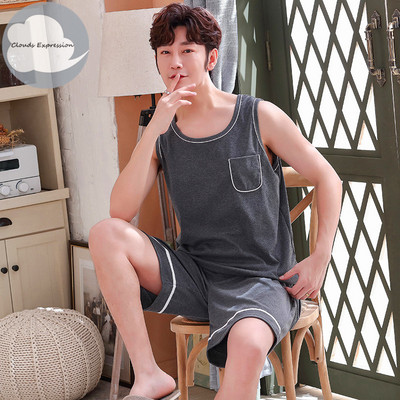 Καλοκαιρινές ανδρικές πιτζάμες με κοντό μανίκι βαμβακερές πιτζάμες κινουμένων σχεδίων Casual Sleepwear Πιτζάμες Νυχτερινές φόρμες Pijamas Plus Size 3XL Homewear