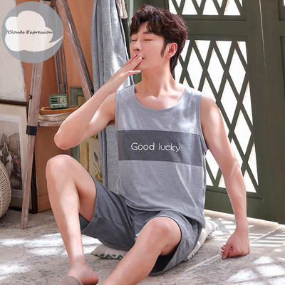 Καλοκαιρινές ανδρικές πιτζάμες με κοντό μανίκι βαμβακερές πιτζάμες κινουμένων σχεδίων Casual Sleepwear Πιτζάμες Νυχτερινές φόρμες Pijamas Plus Size 3XL Homewear