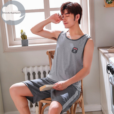 Καλοκαιρινές ανδρικές πιτζάμες με κοντό μανίκι βαμβακερές πιτζάμες κινουμένων σχεδίων Casual Sleepwear Πιτζάμες Νυχτερινές φόρμες Pijamas Plus Size 3XL Homewear