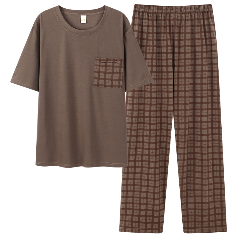 Pijamale pentru bărbați cu cusături în dungi Bumbac Moda bărbați cu mâneci scurte Pantaloni lungi Set pijamale 2 bucăți/set Primăvara vară Acasă Lounge Cadou