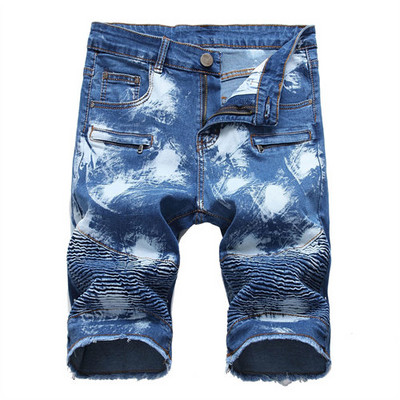 Pantaloni scurți de blugi brodați cu trandafiri roșii de vară Pantaloni scurți casual pentru bărbați, negru, albastru, alb, pantaloni scurți din denim rupti și uzați