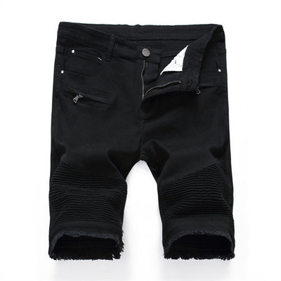 Pantaloni scurți de blugi brodați cu trandafiri roșii de vară Pantaloni scurți casual pentru bărbați, negru, albastru, alb, pantaloni scurți din denim rupti și uzați