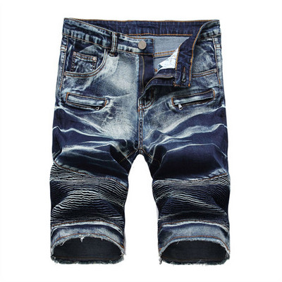 Pantaloni scurți de blugi brodați cu trandafiri roșii de vară Pantaloni scurți casual pentru bărbați, negru, albastru, alb, pantaloni scurți din denim rupti și uzați