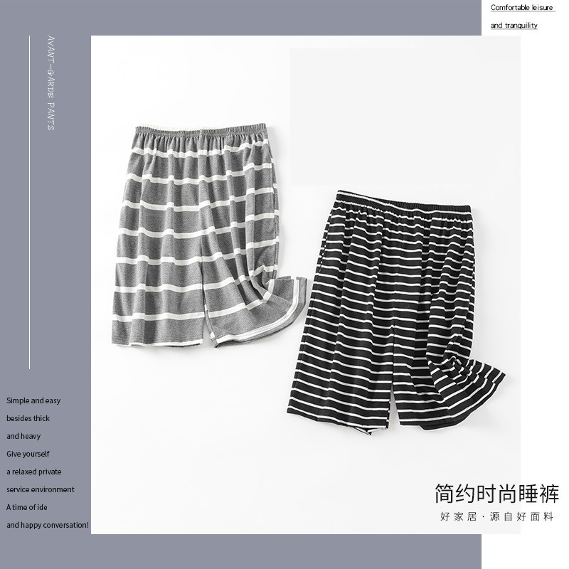 Big Yards L-5XL Férfi rövid nadrágok Csíkos pamut hálónadrágok Férfi pizsama nadrág alsók Hálóruha Férfi pizsama Pijama Hombre