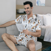 Muška pidžama kratkih rukava ljetna ledena svilena kućna odjeća muški ljetni ležerni tanki kardigan može se nositi kao komplet kućne odjeće