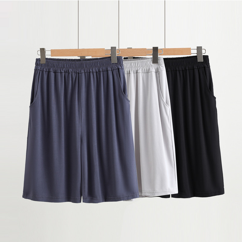 Vīriešu naktsveļa šorti brīvi kokvilnas lielizmēra drapētas dziļas kabatas pidžamas plānas elastīgas īsās pidžamas bikses vīriešiem atpūtas apģērbs