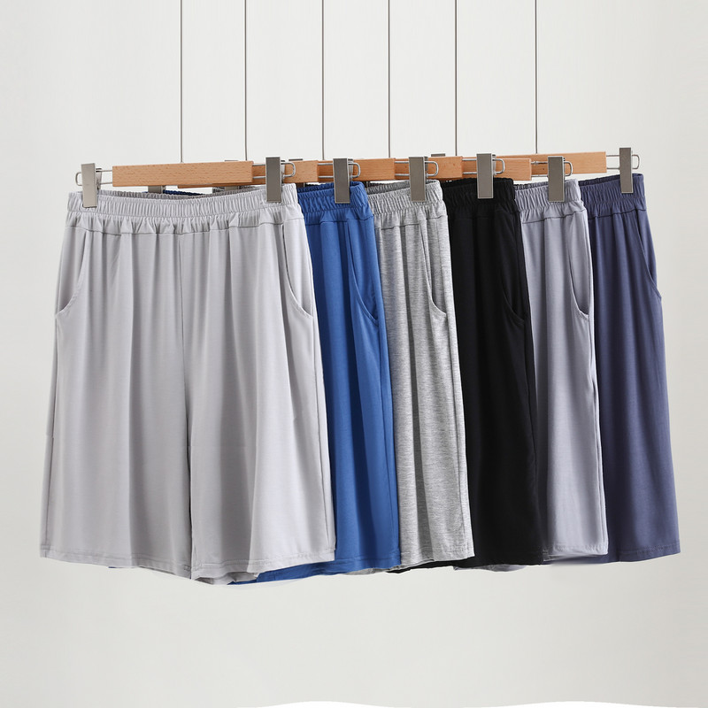 Vīriešu naktsveļa šorti brīvi kokvilnas lielizmēra drapētas dziļas kabatas pidžamas plānas elastīgas īsās pidžamas bikses vīriešiem atpūtas apģērbs