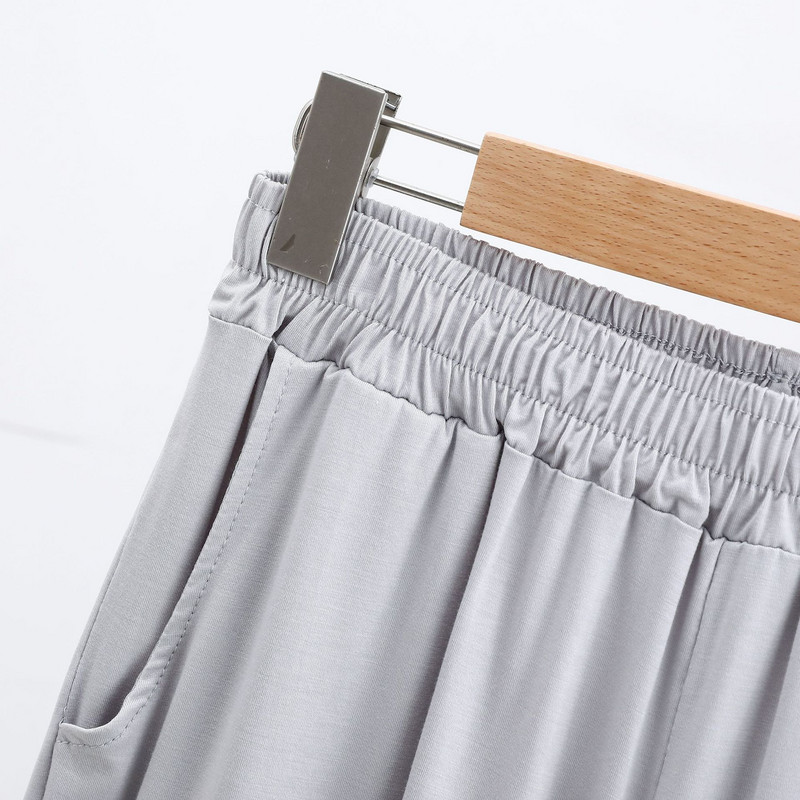 Vīriešu naktsveļa šorti brīvi kokvilnas lielizmēra drapētas dziļas kabatas pidžamas plānas elastīgas īsās pidžamas bikses vīriešiem atpūtas apģērbs