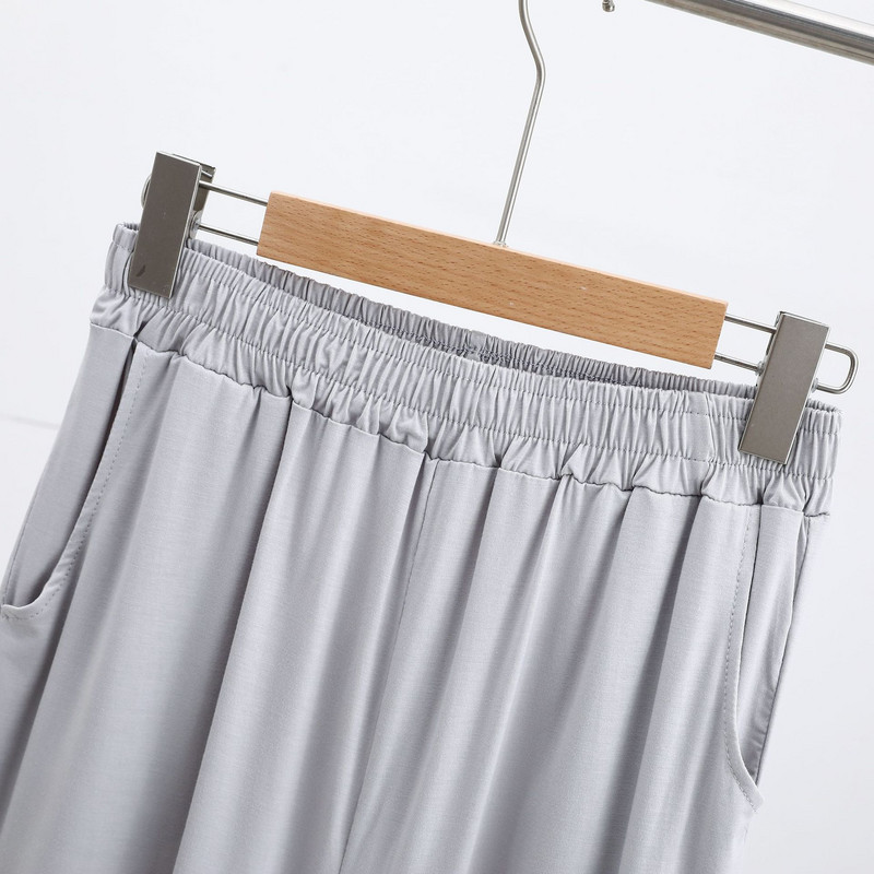 Vīriešu naktsveļa šorti brīvi kokvilnas lielizmēra drapētas dziļas kabatas pidžamas plānas elastīgas īsās pidžamas bikses vīriešiem atpūtas apģērbs