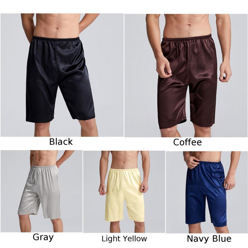 Férfi otthoni selyem szatén pizsama rövidnadrág pizsama alvó alsó hálóruha Hálóruha férfi mesterséges selyem ötpontos hálónadrág Kezdőlap