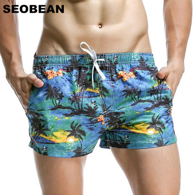SEOBEAN Summer Hot Short Meeste Lauapüksid Kookoselehemustriga Sea Beach Style Meeste Lühikesed püksid Meeste Kiired Kuivavad Lühikesed püksid Kohvrid