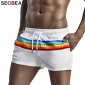SEOBEAN nyári férfi rövidnadrág 100% poliészter Quick Dry Strand rövidnadrág Divat Ünnep Alkalmi Board Shorts Stripes Shorts For Férfi