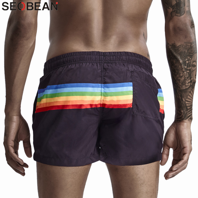 SEOBEAN nyári férfi rövidnadrág 100% poliészter Quick Dry Strand rövidnadrág Divat Ünnep Alkalmi Board Shorts Stripes Shorts For Férfi