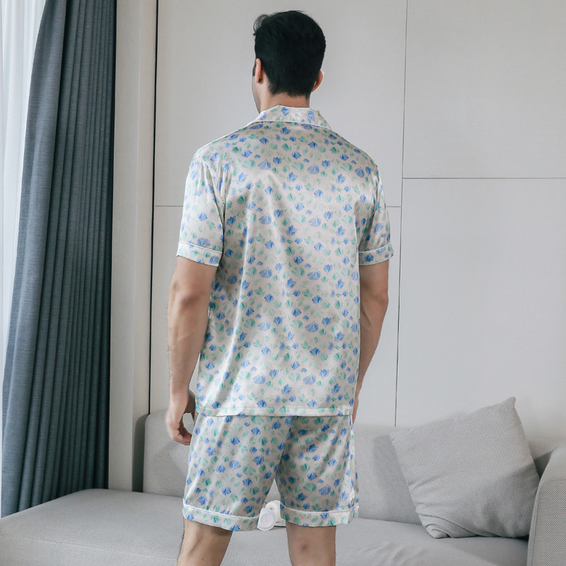 Muška pidžama kratkih rukava ljetna ledena svilena kućna odjeća muški ljetni ležerni tanki kardigan može se nositi kao komplet kućne odjeće