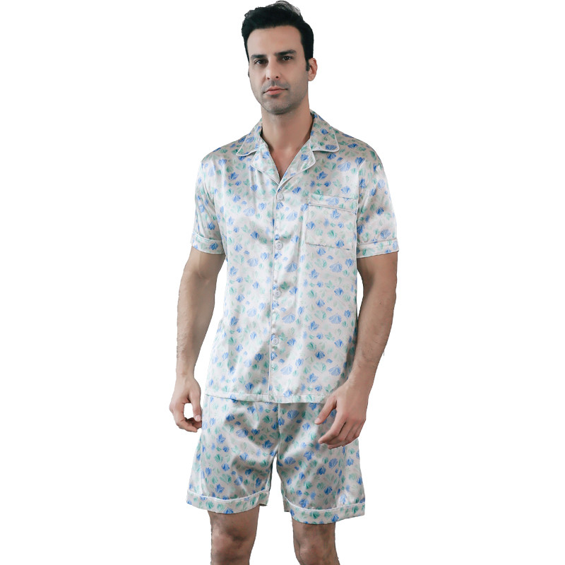 Muška pidžama kratkih rukava ljetna ledena svilena kućna odjeća muški ljetni ležerni tanki kardigan može se nositi kao komplet kućne odjeće