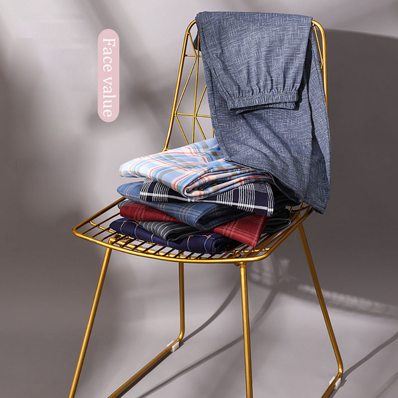 Ležerne karirane hlače 4XL Odjeća za spavanje Muška pidžama hlače Proljeće ljeto Pamučne hlače za muškarce Muška pidžama Udobne kućne PJ hlače