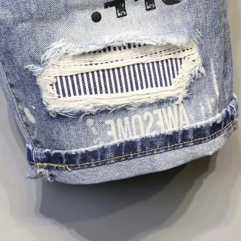 Vīriešu korejiešu stila klasiski džinsi vasaras džinsa šortiem, dizainers ar caurumu, moderns ielas apģērbs, ikdienas apģērba īsas bikses