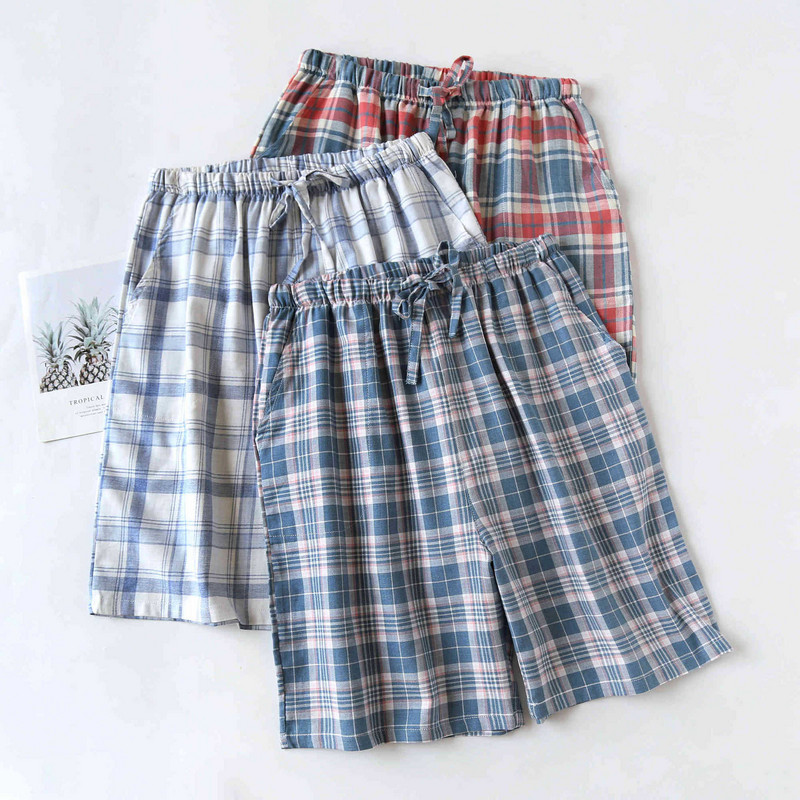 Vara 2024, cel mai nou design în carouri, pantaloni scurți pentru bărbați, pijama din bumbac, pantaloni scurti, îmbrăcăminte ocazională pentru șezlonguri, acasă, îmbrăcăminte de noapte, pantaloni