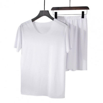 Meeste pidžaamakomplektid Minipüksid Kaheosalised suvised meeste ööriided komplektid Pullover Lühikeste varrukatega aluspesu komplektid magamiseks