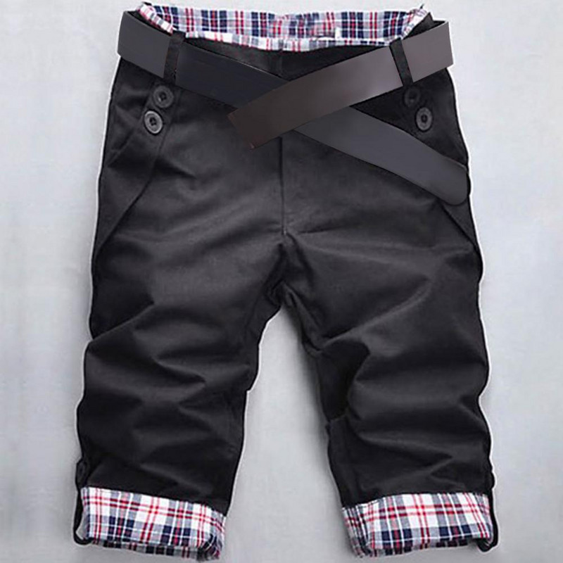 Vasaras Vīriešu Šorti Krāsa Bloki Rūtaini Sērfa Šorti Pludmales Bikses Korejas stila Kabatas Ikdienišķas Slim Fit Īsi Džinsi