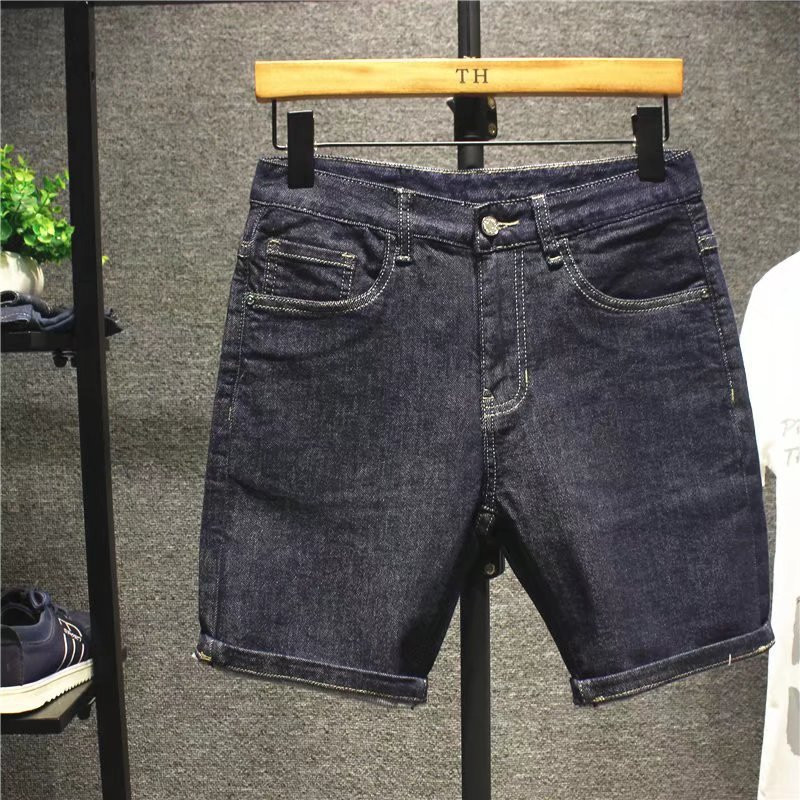 Vara 2023, noua literă coreeană imprimată, blugi subțiri, moda de lux, clasici, cowboy, bărbați, casual, albastru, prieten, stradă, pantaloni scurți clasici