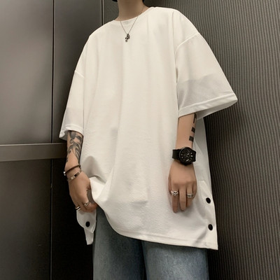 S-5XL T-krekli Vīrieši, tievi, biezi, sānu šķēlumi, mode, vasarā, mīksti unisex t-krekli, apģērbi Skaisti, minimālistiski tīņi, forši hiphopa kamisetas