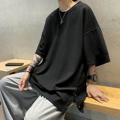 S-5XL T-krekli Vīrieši, tievi, biezi, sānu šķēlumi, mode, vasarā, mīksti unisex t-krekli, apģērbi Skaisti, minimālistiski tīņi, forši hiphopa kamisetas