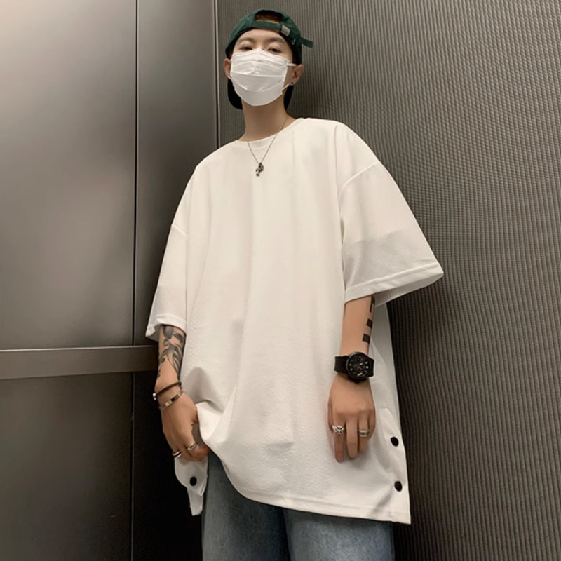 S-5XL T-krekli Vīrieši, tievi, biezi, sānu šķēlumi, mode, vasarā, mīksti unisex t-krekli, apģērbi Skaisti, minimālistiski tīņi, forši hiphopa kamisetas