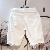 Λευκό τζιν σορτς ανδρικό παντός αγώνα Fashion Ripped Hole Λεπτό Stretch Σορτς Streetwear Hip Hop Τζιν σορτς για άνδρες шорты мужские