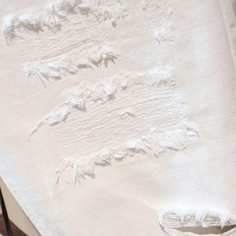 Baltas džinsu bikses Vīriešu Vispārpiemērots Modes Ripped Hole Slim Stretch Šorti Streetwear Hip Hop džinsu šorti vīriešiem шорты мужские