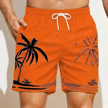 Летни мъжки къси панталони Бързосъхнещи хавайски ваканционни спортни бански гащета Модни 3D щампа на кокосово дърво Свободни спортни шорти 6XL