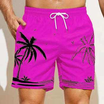 Летни мъжки къси панталони Бързосъхнещи хавайски ваканционни спортни бански гащета Модни 3D щампа на кокосово дърво Свободни спортни шорти 6XL