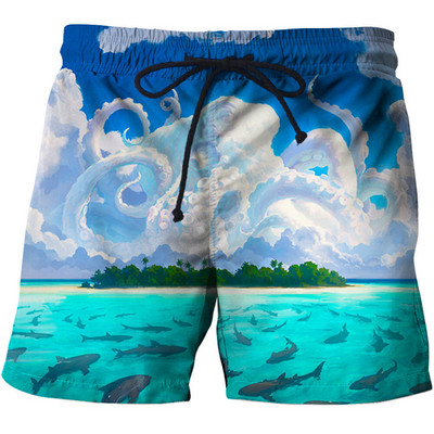 Suvised meeste lühikesed püksid Kiiresti kuivavad Hawaii Puhkus Sport Ujumispüksid Mood 3D kookospähklipuu trükitud lahtised spordipüksid 6XL