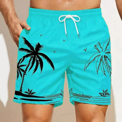 Suvised meeste lühikesed püksid Kiiresti kuivavad Hawaii Puhkus Sport Ujumispüksid Mood 3D kookospähklipuu trükitud lahtised spordipüksid 6XL