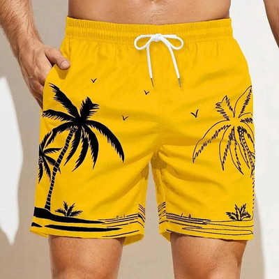 Suvised meeste lühikesed püksid Kiiresti kuivavad Hawaii Puhkus Sport Ujumispüksid Mood 3D kookospähklipuu trükitud lahtised spordipüksid 6XL