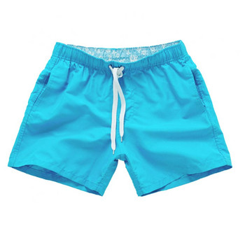 Ежедневни едноцветни летни плажни къси панталони Мъжки бански гащи с шнур Бързосъхнещи мъжки бански костюми