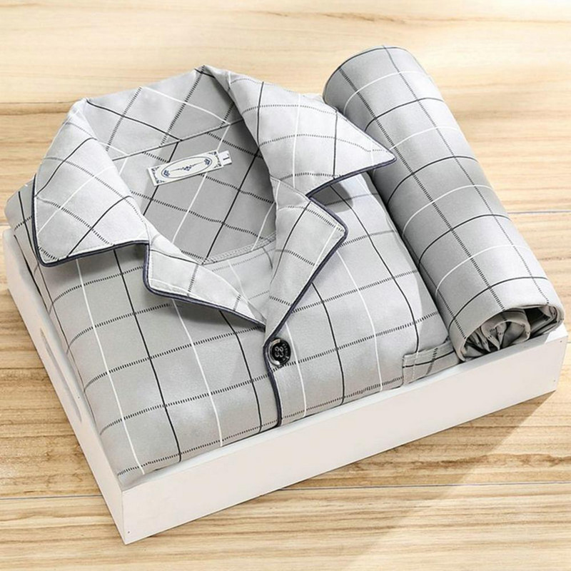 Férfi hálóruha csíkos pamut pizsama készletek férfiaknak rövid ujjú hosszú nadrágok hálóruha pizsama férfi otthoni ruházat nappali ruhák